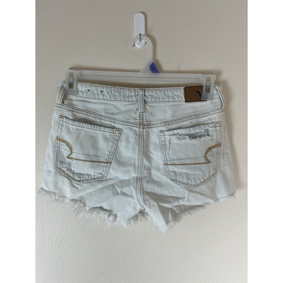American Eagle 0 Slouchy Shortie Jean Shorts Denim Light Wash Low Rise Micro Y2K - Picture 2 of 3